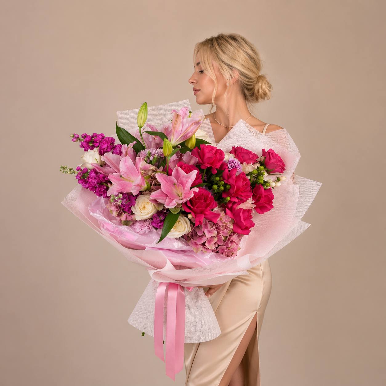 Buchet flori roz Barcelona